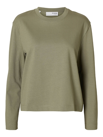 Selected Femme SlfEssential LS Boxy Tee Vetiver